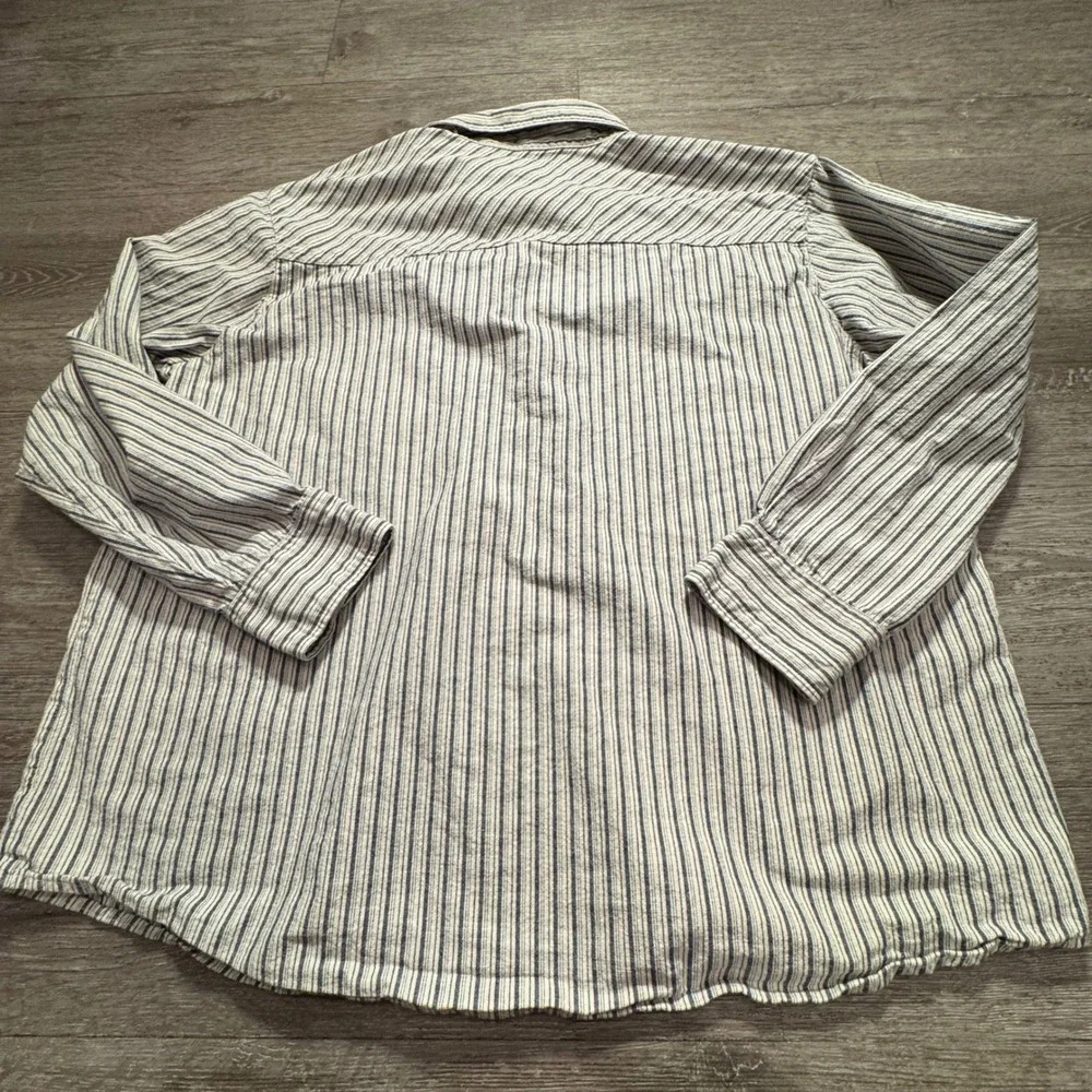 Vintage Schmidt Shirt Men 2XL Blue White Striped Cotton Workwear Rugged Heritage